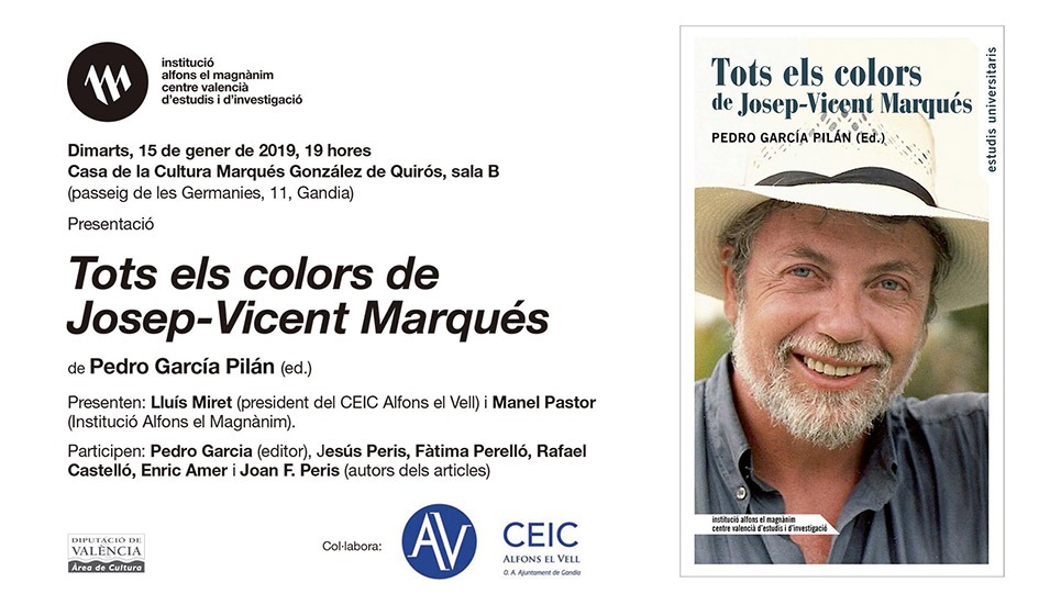 "Tots els colors de Josep-Vicent Marqués" es presenta a Gandia