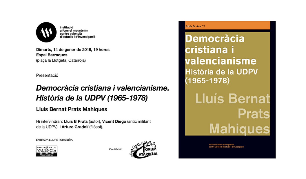El Magnànim presenta a l'Espai Barraques de Catarroja el llibre "Democràcia cristiana i valencianisme"